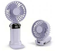 CNMTCCO Handheld Fan, Rechargeable Portable Fan with LED Display, 5 Speeds Mini Fan 90-Degree Foldable Hand Fan, USB Desk Fan for Home Office Bedroom Outdoor Travel (Purple)