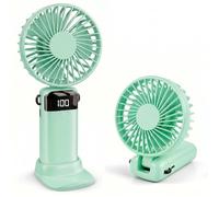 CNMTCCO Handheld Fan, Rechargeable Portable Fan with LED Display, 5 Speeds Mini Fan 90-Degree Foldable Hand Fan, USB Desk Fan for Home Office Bedroom Outdoor Travel (Green)