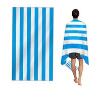CNMTCCO Large Beach Towel for Adults with Bag - Quick Dry Microfibre - 100% Recycled Towel - Sand Free, Lightweight, Compact (160x90cm, 63x35in) (Light Blue)