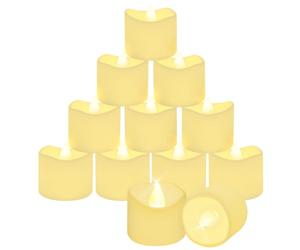 CNMTCCO LED Candle Lights, 24Pcs Realistic Bright Flickering Tea Light, Battery Operated Flameless LED Candles, Electric Fake Candle in Warm White and Wave Open (Wave Candles)