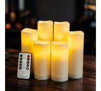 CNMTCCO LED Candles Flameless, 6pcs, 10 Key Remote Control Timer | Realistisch flackernde LED-Flammen, Perfect for Halloween, Christmas, Parties and Weddings