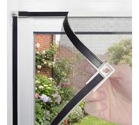 CNMTCCO Magnetic Fly Screens for Windows - Adjustable DIY Window Screen Mesh, No Drilling Insect Net, Keep Bugs Out & Let Fresh Air in, 120 * 130cm (White Frame)
