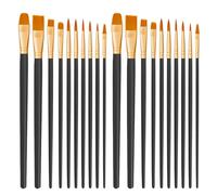 CNMTCCO Paint Brushes 20 PCS Nylon Hair Paint Brushes Set for Acrylic Oil Watercolor Gouache Painting Face Paint Brushes for Children and Adults (Black)