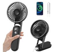 CNMTCCO Portable Handheld Fan, Foldable Mini Fan Rechargeable with 5 Speed Levels, Quiet Small Personal USB Fan with Power Bank (Black)