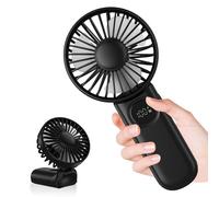 CNMTCCO Portable Handheld Fan Rechargeable with 5 Speeds, LED Display, Foldable Desk Fan, Electric USB Mini Hand Held Fan for Travel Outdoor Office Home Bedroom, Black