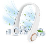 CNMTCCO Portable Neck Fan - Bladeless Free Mini Fan with 360° Airflow, USB Rechargeable Wearable Cooling Fan for Sports, Indoor and Outdoor Use (White)