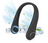 CNMTCCO Portable Neck Fan - Bladeless Free Mini Fan with 360° Airflow, USB Rechargeable Wearable Cooling Fan for Sports, Indoor and Outdoor Use (Black)