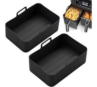 CNMTCCO Silicone Air Fryer Liners for Ninja Dual Air Fryer, 2 Pack Air Fryer Silicone Liner for Ninja Air Fryer Accessories, Airfryer Accessories Airfryer Liners for Ninja Dual (Plus)