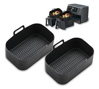 CNMTCCO Silicone Air Fryer Liners for Ninja Dual Air Fryer, Air Fryer Silicone Liner for Ninja Air Fryer Accessories, Airfryer Accessories Airfryer Liners for Ninja Dual Air Fryer Accessories, 2×Black