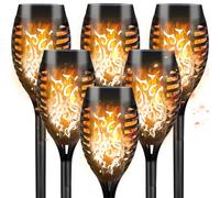 CNMTCCO Solar Flickering Flame Lights - 6 Pack Outdoor Garden Solar Lights, Waterproof Torch Landscape Lighting for Patio, Pathways, Lawn, Yard Decoration