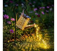 CNMTCCO Solar Watering Can with Cascading Lights, Outdoor Garden Ornaments, Waterproof LED Fairy String Lights, Metal Garden Lights for Yard Patio Pathway Decor, Gifts for Women Mom
