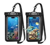 CNMTCCO Waterproof Phone Pouch, 2 Pack IPX8 Universal Swimming Underwater Waterproof Phone Case with Lanyard for iPhone 16 15 14 13 Pro Max Xs Max XR XS X Samsung S21 S22 S23, Up to 7 Inch (Black)