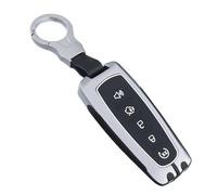 CNMVCJSAR Key Cover Case Zinc Alloy 5 Buttons Remote Key Car Key Case For Edge For Explorer Escape Focus For Taurus Flex For Lincoln MKS MKT MKX MKZ Navigator Car Key Shell(Silver and KeychainB)