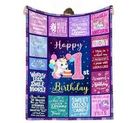cnnouart 1 Year Old Girl Birthday Gift Blanket, 1st Decorations Gifts, One Year Old Birthday Gift for Daughter, Granddaughter, Niece (130x150cm)
