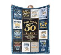 cnnouart 50th Birthday Gifts for Men, 50 Year Old Blanket, Gift for a 50 Year-Old Man, Christmas Fathers Day Blanket for Dad Papa Husband Uncle (150x200cm)