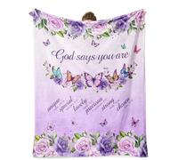cnnouart Christian Blanket for Women, Soft Religious Gifts Blankets Warm Plush Prayers Healing Throw (130x180cm)