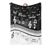 cnnouart Music Note Gifts Blanket for Women, Teacher Appreciation Gifts, Flannel Throws for Piano Guitar Teacher (130x150cm)