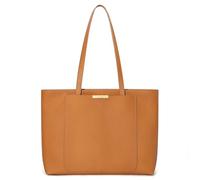 Cnoles Women's Top-Handle Genuine Leather Tote Bag Large Capacity Handbag Simple Shoulder Bag with Zipper for School Work Leisure Brown