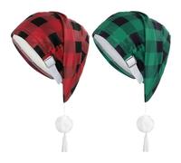 cnomg 2pcs Men's Night Sleeping Cap Pajama Cap Adjustable Sleeping Cap with Pom Ball and Tassel Men Women Daily Use Christmas, Red,green, 6 7/8-7 1/2