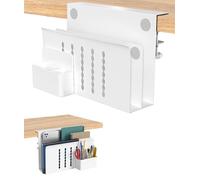 CnosDB Desk Side Storage, Double Layer Solid Steel Metal Shelf With Magnetic Pen Holder Metal Under Desk Laptop Mount Suitable for Under The Table at Home and Office