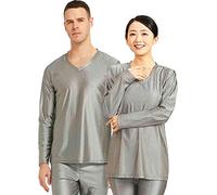 CNPRAZ 5G Radiation Shield V-Neck Long-sleeve Underwear, Silver Fiber Anti-Radiation Stretchy Clothing, EMF/EMI/RF Blocking Faraday Fabric