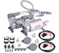 CNRAQR 2PCS 150PSI Heavy Duty Air Train Horn/Air Ride Suspension Compressor 3/8NPT 12V for Car Horns/Pneumatic Suspension Systems/Pneumatic Tools/Car Tires Sliver