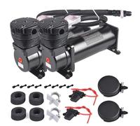CNRAQR 2PCS 200PSI 3/8 NPT Heavy Duty Air Train Horn/Air Ride Suspension Compressor with 1/4 NPT Replacement Fittings 12V Black for Car Horns