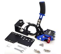 CNRAQR PC Racing Game USB Handbrake for 16Bit SIM for Racing Games, Compatible with Logitech G27 G29 G920 G923 T500 T300 Simulate Linear Handbrake Blue（With Fixing Clip and Plate