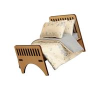 Cnrfeoap Double Bed Model House Bed 1:12 Scale Dollhouses Tiny Bedroom Furniture and Model Displays Miniature Furniture