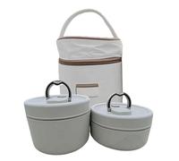 Cnrfeoap Metal Round Lunch Box Set with Bag for Students Leakproof Double Compartments Insulated Food Container Bentos Student Friendly Insulated Meal