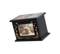 Cnrfeoap Pet Memorial Urn With Remembrance Words Engraved Ashes Holder With Photo Frame Natural Wood Keepsakes Box For Dog Cats Large Capacity Pet Cremation Box