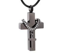 Cnrfeoap Stainless Steels Double Crossed Urn Pendant For Pet Remembrances With Easy Open Easily Seal For Lost Of Dog Cats Crossed Lockets Necklace