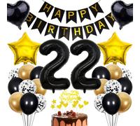Cnrose 22 Boy Birthday Decoration - Rose Gold Balloons & Cake Topper for 22nd Birthday Boy