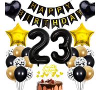 Cnrose 23rd Birthday Decoration Gift Set - Rose Gold Balloon for Boy or Girl - 23 Year Celebration Cake Topper