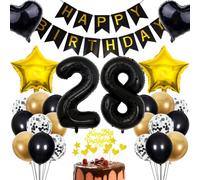 Cnrose 28th Birthday Decoration - Men & Women Rose Gold Balloons & Cake Toppers