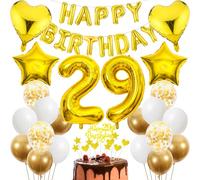 Cnrose 29th Birthday Decoration, Golden Cake Decoration Birthday 29 Years Man, Party Decoration Gold, 29th Birthday Men Women Cake Decoration 29th Birthday Man Women Birthday Decoration 29 Years Women