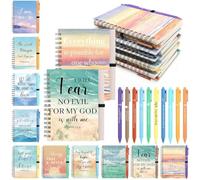 CNSJ 20Pcs Christian Ballpoint Pen and Christian Notepad Bible Journal Sunday School Mini Pocket Notepad Scripture Pen Church Christian Gifts for Women Men (10 Colours)