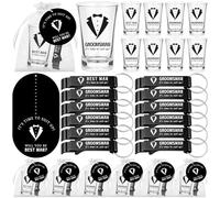 CNSJ 24 Pcs Stag Do Party Favor Set Include Groom and Best Man Shot Glasses and Bottle Opener Keychain with Card Bags for Wedding Proposal Bachelor Groomsmen Gifts