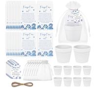 CNSJ 25 Sets Funeral Favours Forget Me Not Kit Including Mini Plant Pot Seed Packets Thank You Cards Organza Bags for Celebration of Life Remembrance Loss of Loved One Gifts (No Seeds Included)
