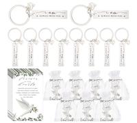 CNSJ 25 Sets Pigeon Bird Keychains Gifts Funeral Favours for Guests Bereavement Cards Organza Bags Memorial Stainless Steel Keyring for Memorial Service with Deepest Sympathy