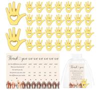 CNSJ 30 Set Team Staff Appreciation Gifts Bulk Gold Hands Heart Lapel Pin Thank You Cards Motivational Inspirational Employee of The Month Pins for Volunteers
