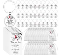 CNSJ 30 Sets Funeral Favours Memorial Cardinal Keychain Bereavement Key Ring Bulk Remembrance Cards Organza Bags for Loss of Loved One Guests Keepsakes