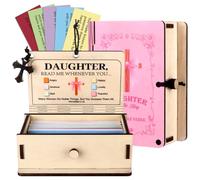 CNSJ 82 Pcs Daughter Bible Verse Box Prayer Request Cards Christian Religious Wooden Pink Gift Box Emotion Scripture Inspiration Confirmation Cards for Mothers Day Women