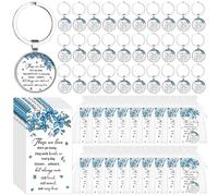 CNSJ Forget Me Not Memorial Keychain Funeral Favors with Flower Key Ring Bulk Remembrance Cards Organza Bags for Loss of Loved One Memorial Service Guests Keepsakes (30)