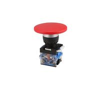 CNTD Momentary Big 60mm Mushroom Cap Push Button Switch Self Reset No Lock Round 1NO1NC Silver Button 22mm LA38-11M/60(Red,Self reset type)
