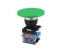 CNTD Momentary Big 60mm Mushroom Cap Push Button Switch Self Reset No Lock Round 1NO1NC Silver Button 22mm LA38-11M/60(Green,Self locking type)