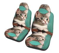 CNTDBU A curious cat Car Seat Covers 2 Pack-Universal Fit Front Seat Protector for Cars SUV Truck, Elastic Bottom Breathable Auto Seat Covers