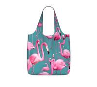 CNTDBU A flock of flamingos Packaway Shopping Tote-Lightweight Reusable Foldable Bag for Groceries, 25L Travel Rucksack with Drawstring for Work Gym