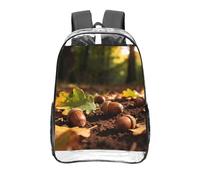 CNTDBU Acorn Oak Leaf Clear Backpack 16 Inch Heavy Duty-Stadium Approved Transparent PVC Bookbag, Reinforced Bottom Travel Daypack Unisex