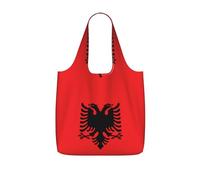 CNTDBU Albanian flag Packaway Shopping Tote-Lightweight Reusable Foldable Bag for Groceries, 25L Travel Rucksack with Drawstring for Work Gym